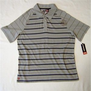 Y2K Tony Hawk Polo Shirt Young Mens L  Gray Striped Vintage SKATER NOS
